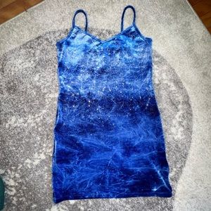 American apparel blue velvet sparkly mini dress